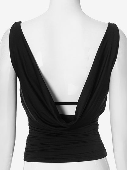 Black Tanks Top Sleeveless V-back Ruched Summer Top For Women 2026