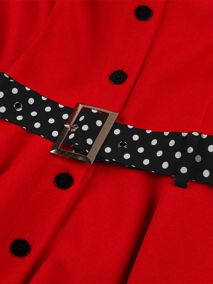Retro Polka Dot Shirt Dress With Tie And Belt Vintage Inspired Midi Dress For Women 2026