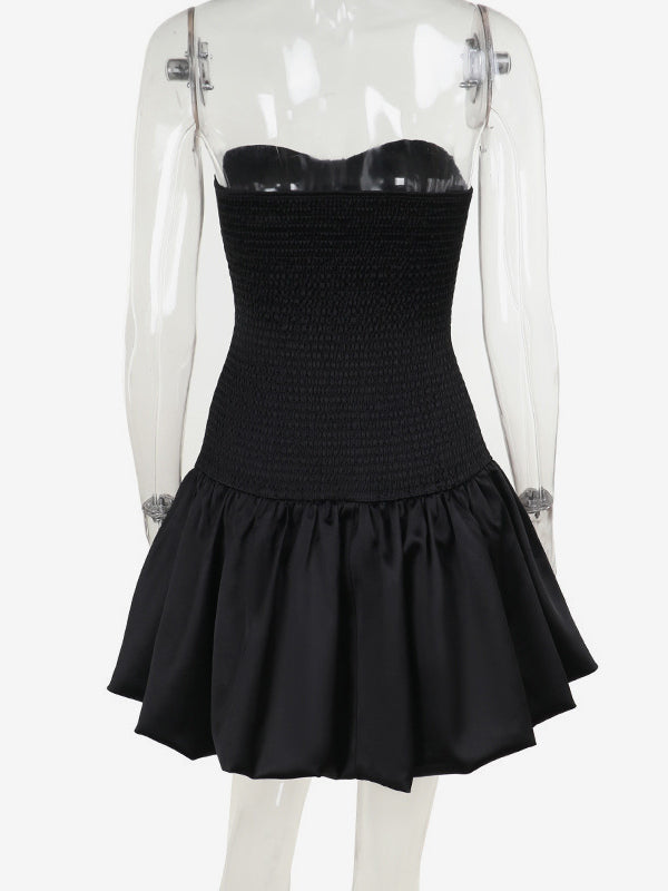 Strapless Mini Dress Ruffled Hem Fitted Bodice Birthday Party Dress For Women 2026