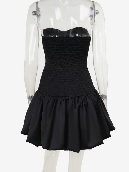 Strapless Mini Dress Ruffled Hem Fitted Bodice Birthday Party Dress For Women 2026
