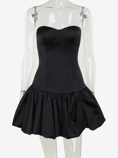 Strapless Mini Dress Ruffled Hem Fitted Bodice Birthday Party Dress For Women 2026