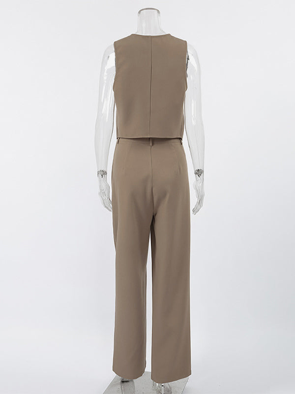 SummerTwo Piece Co-ord Set Outfit Asymmetrical Top And Straight Pants For Women 2026