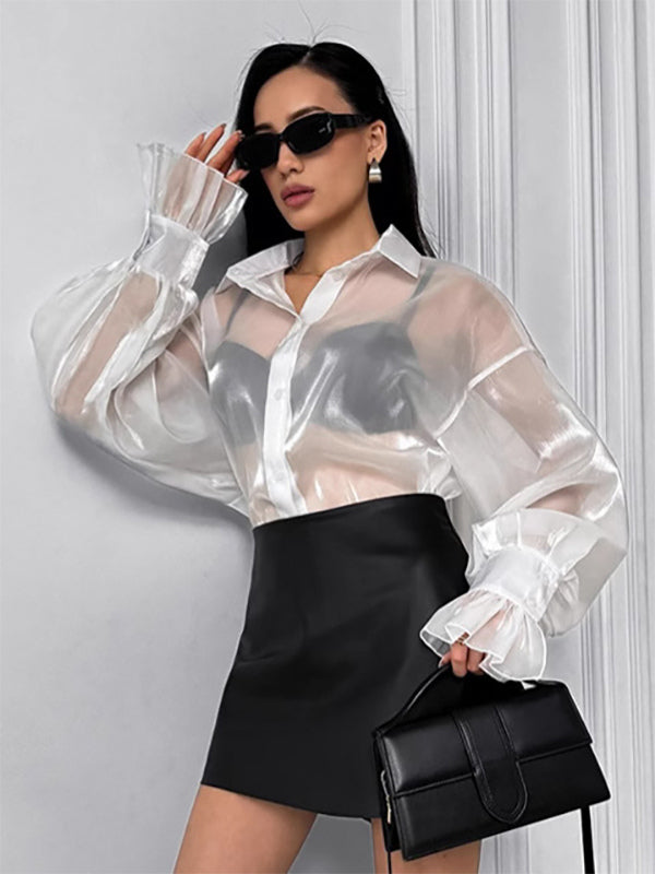 See-through Long Sleeve Shirt Sun Protection Top For Women 2026
