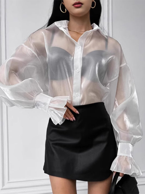 See-through Long Sleeve Shirt Sun Protection Top For Women 2026