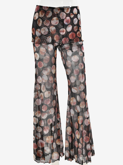 Printed Sheer Flared Pants For Women 2026