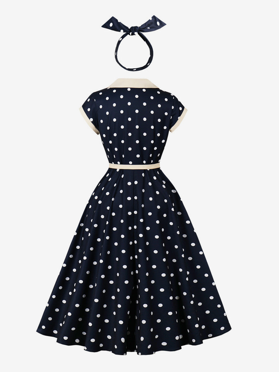 Polka Dot Midi Vintage Dress Belted Hepburn Style Summer Co-ord Set For Women 2026