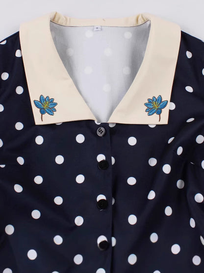 Polka Dot Midi Vintage Dress Belted Hepburn Style Summer Co-ord Set For Women 2026