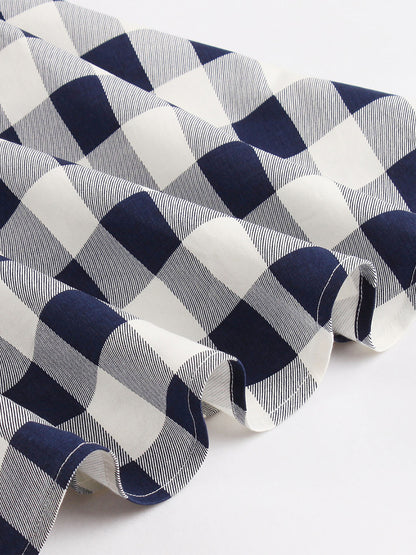 Gingham Vintage Dress Short Sleeve Hepburn Style A-line Midi Dress For Women 2026