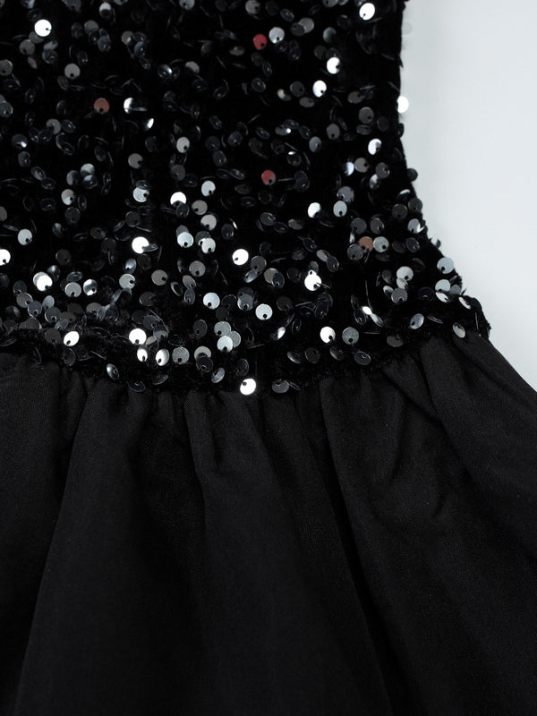 Sequin Strapless Mini Dress With Puff Skirt 2026