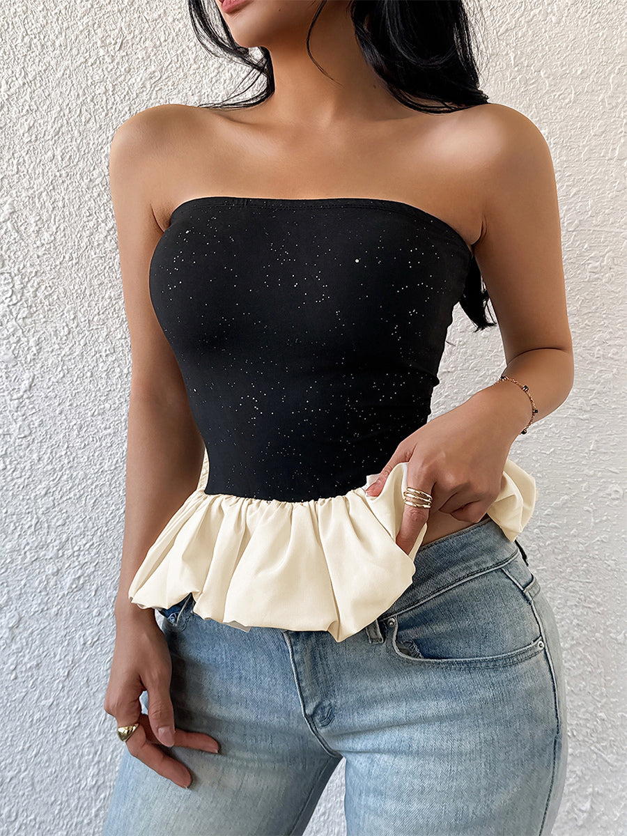 Contrast Color Sparkling Tube Top For Women 2026