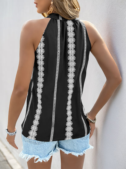 Embroidery V-neck Sleeveless Boho Top With Tassels 2026