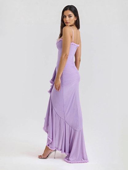 Ruffled Front Party Gown Long Slip Dress For Women 2026