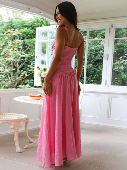Cut Out Sleeveless Maxi Dress for Women - Boho V Neck Ruched Waist Backless Flowy A Line Sun Dress - Summer Wedding Guest 2026