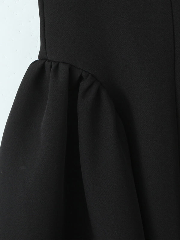 Black Strap Flared Mini Dress With Lace-up Back 2026