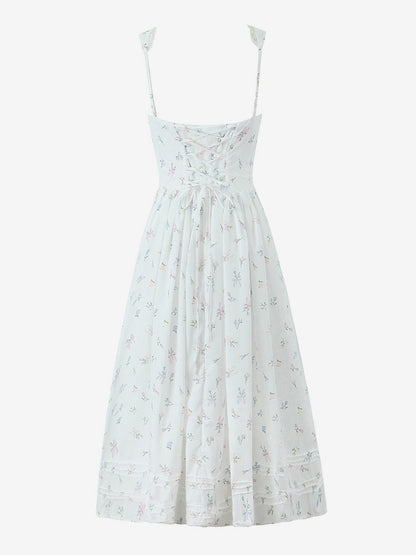 Floral Print Sweetheart Neckline A-line Midi Dress For Summer 2026
