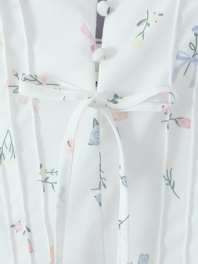 Floral Print Sweetheart Neckline A-line Midi Dress For Summer 2026