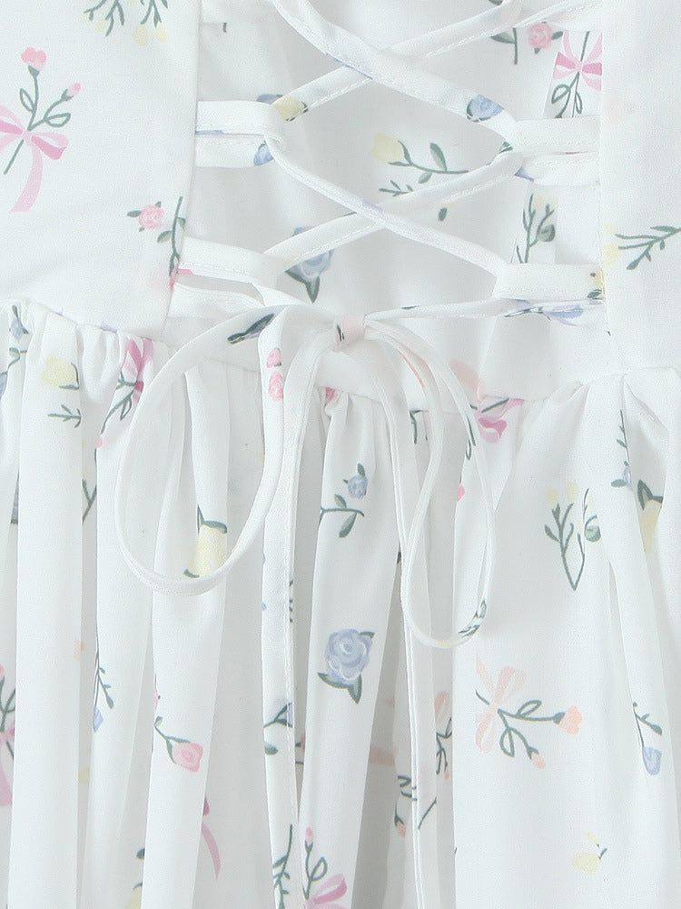 Floral Print Sweetheart Neckline A-line Midi Dress For Summer 2026