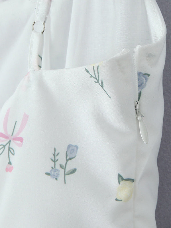Floral Print Sweetheart Neckline A-line Midi Dress For Summer 2026