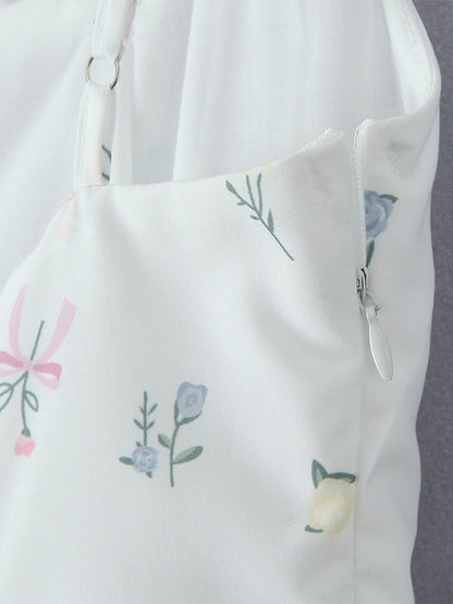 Floral Print Sweetheart Neckline A-line Midi Dress For Summer 2026
