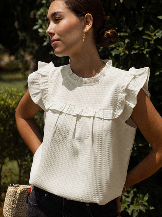 Ruffled Flutter Sleeve Blouse For Summer 2026