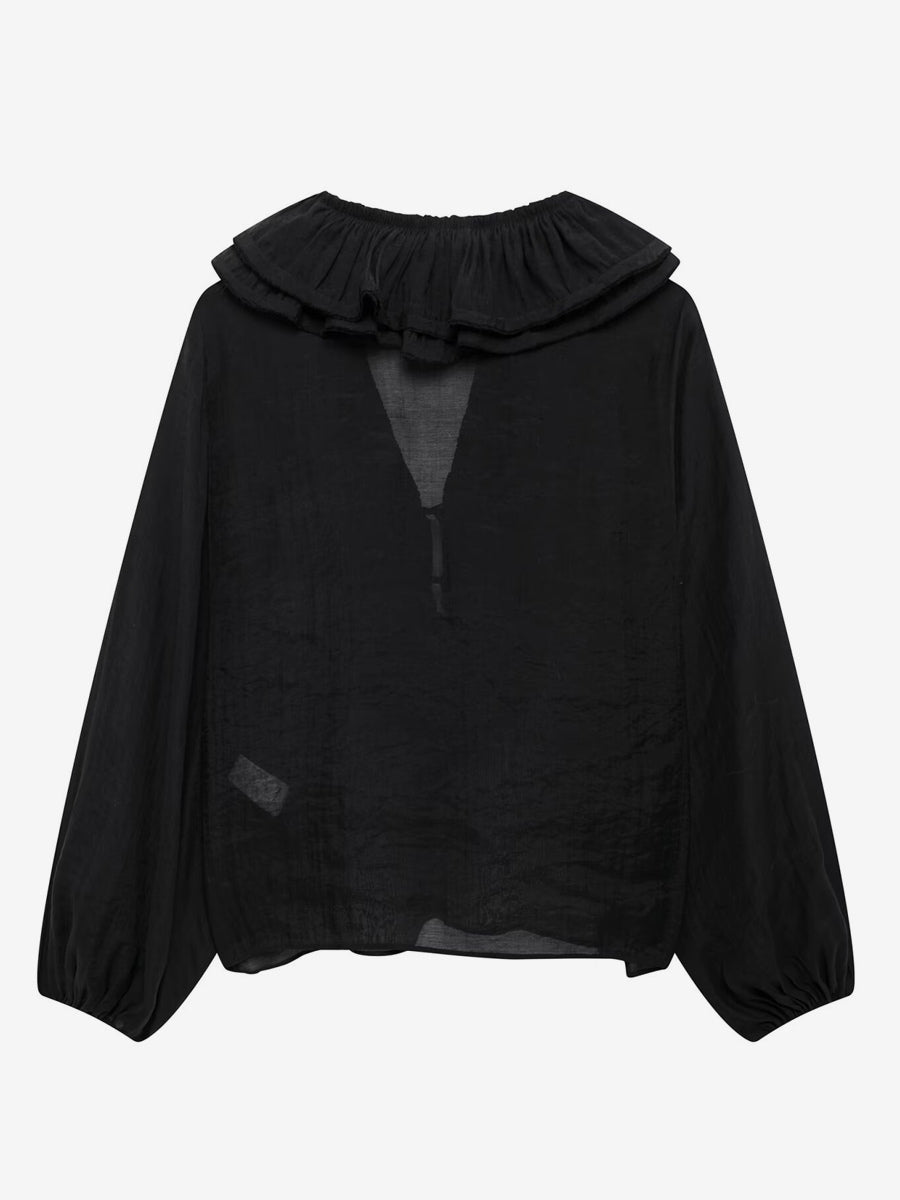 Ruffled Long Sleeve V-neck Blouse For Spring 2026