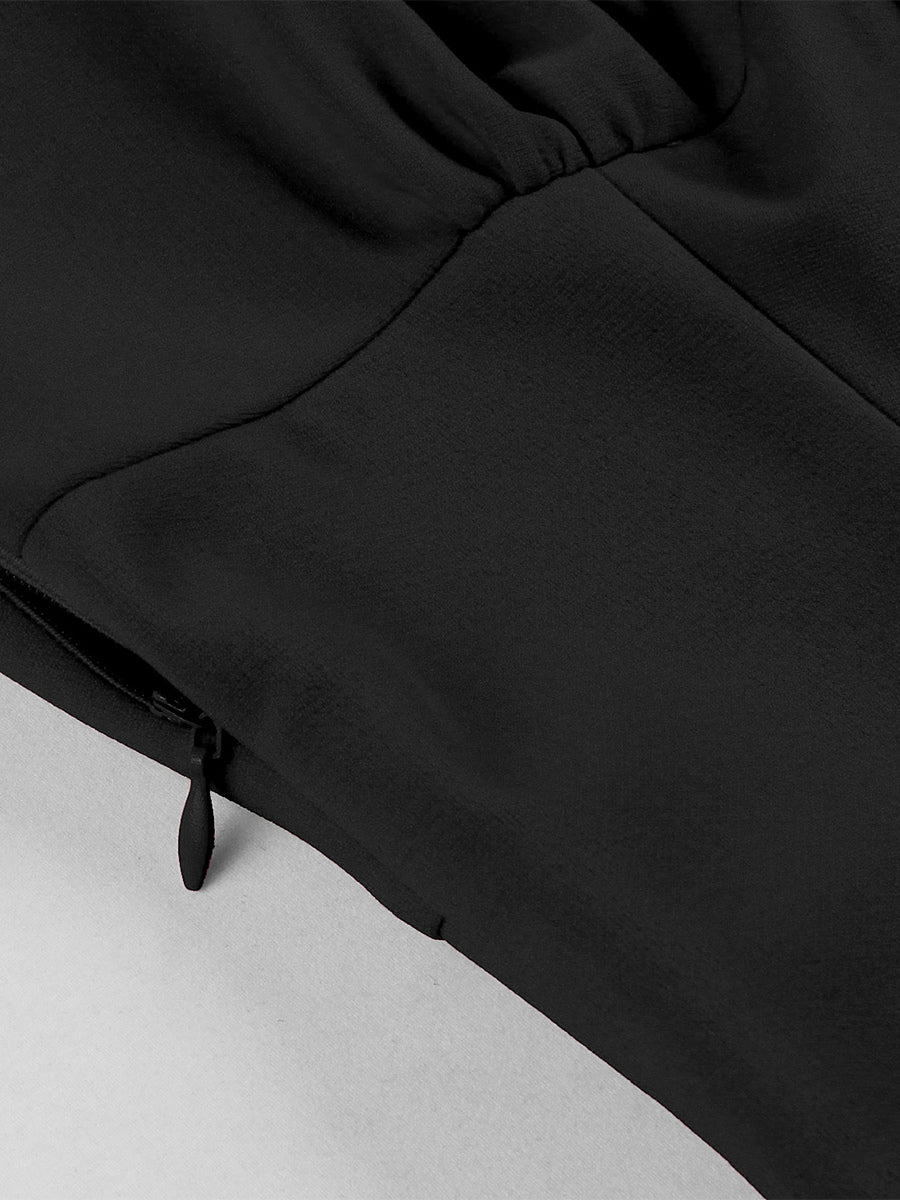 Vintage Square-Neck Midi Dress In Black For Summer 2026