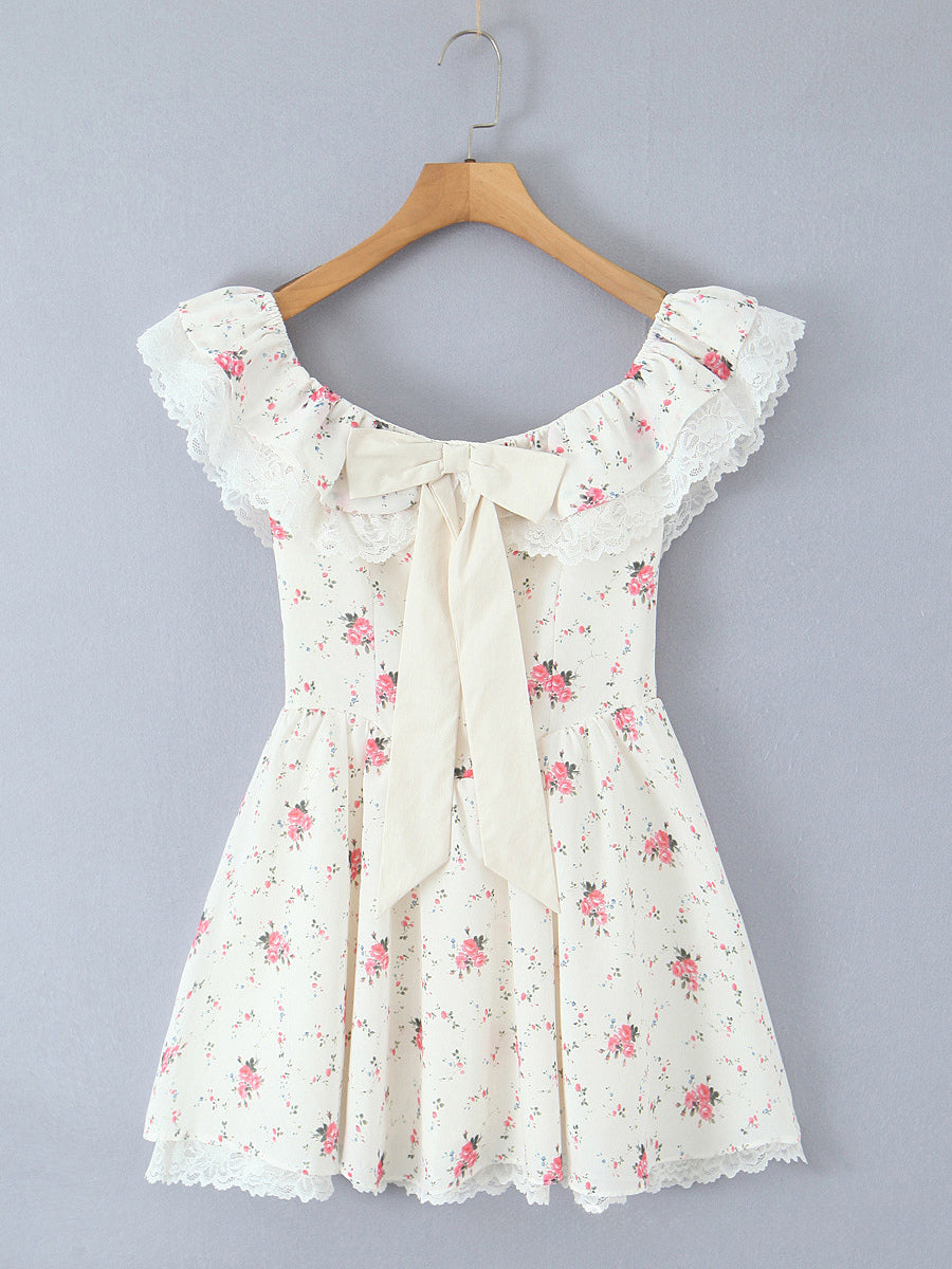 Off Shoulder Floral Mini Dress With Bow Detail For Summer 2026
