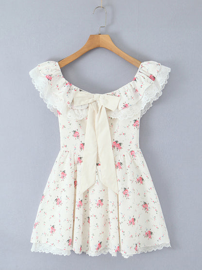 Off Shoulder Floral Mini Dress With Bow Detail For Summer 2026