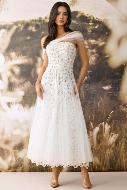 Penelope Off Shoulder Lace Embroidery Maxi Dress