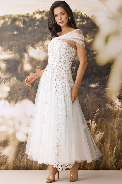 Penelope Off Shoulder Lace Embroidery Maxi Dress