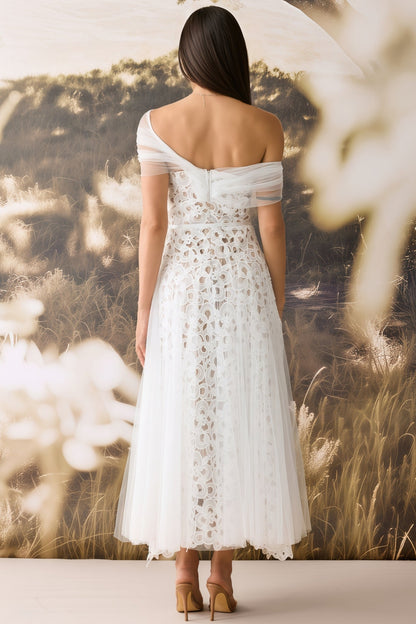 Penelope Off Shoulder Lace Embroidery Maxi Dress