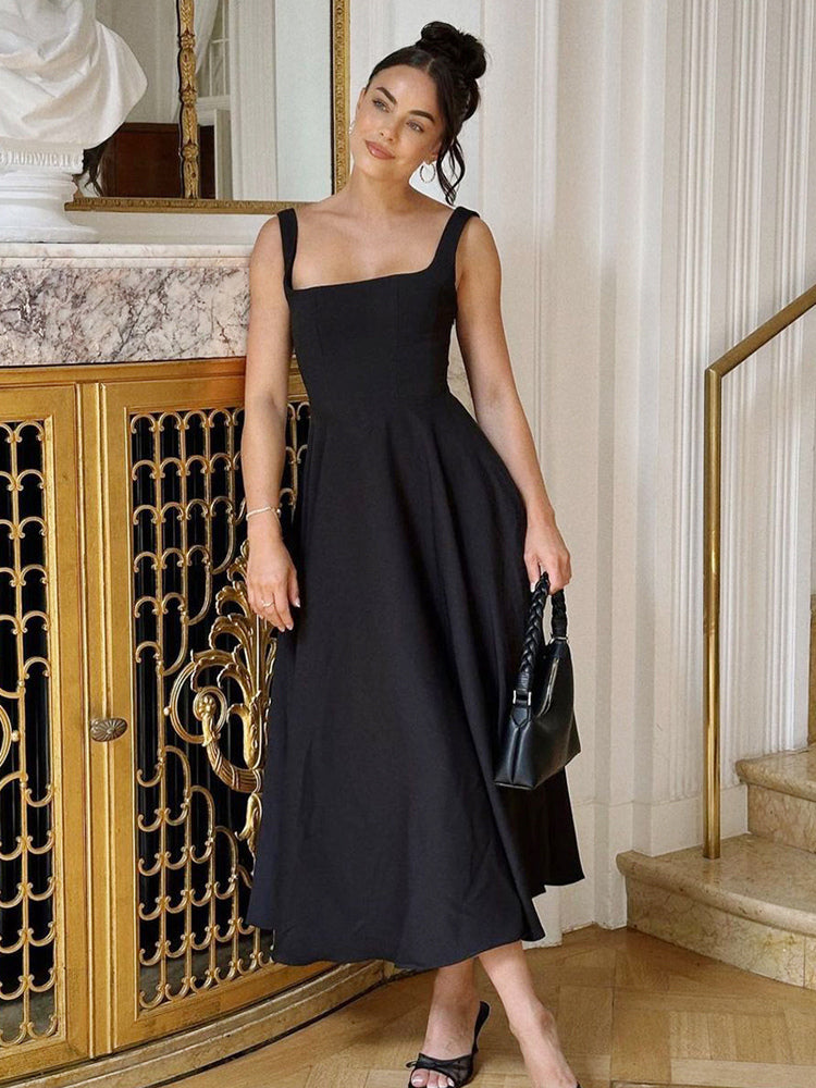 Square Neck Sleeveless A-line Maxi Dress For Summer 2026