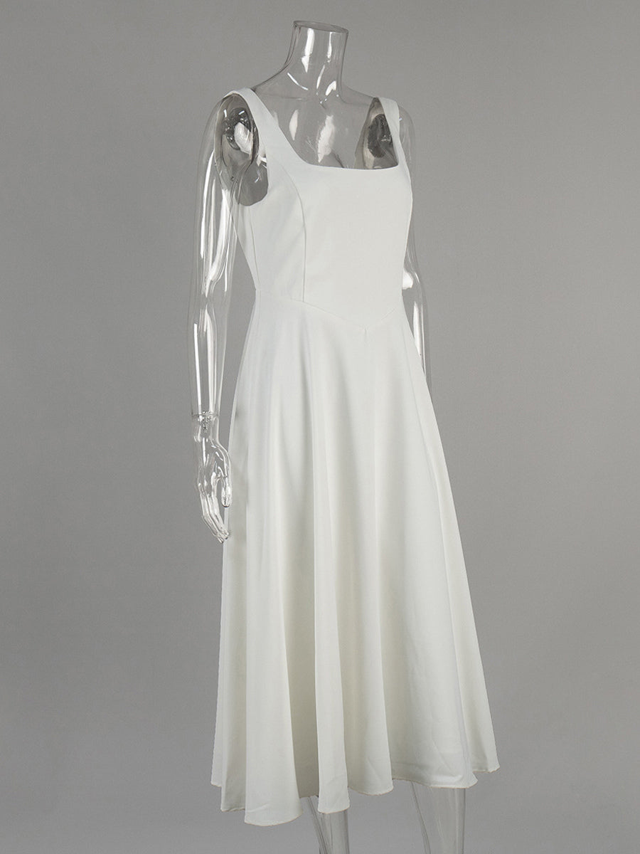 Square Neck Sleeveless A-line Maxi Dress For Summer 2026