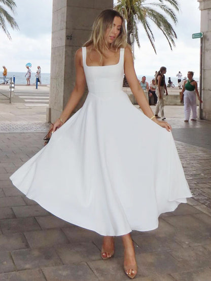 Square Neck Sleeveless A-line Maxi Dress For Summer 2026
