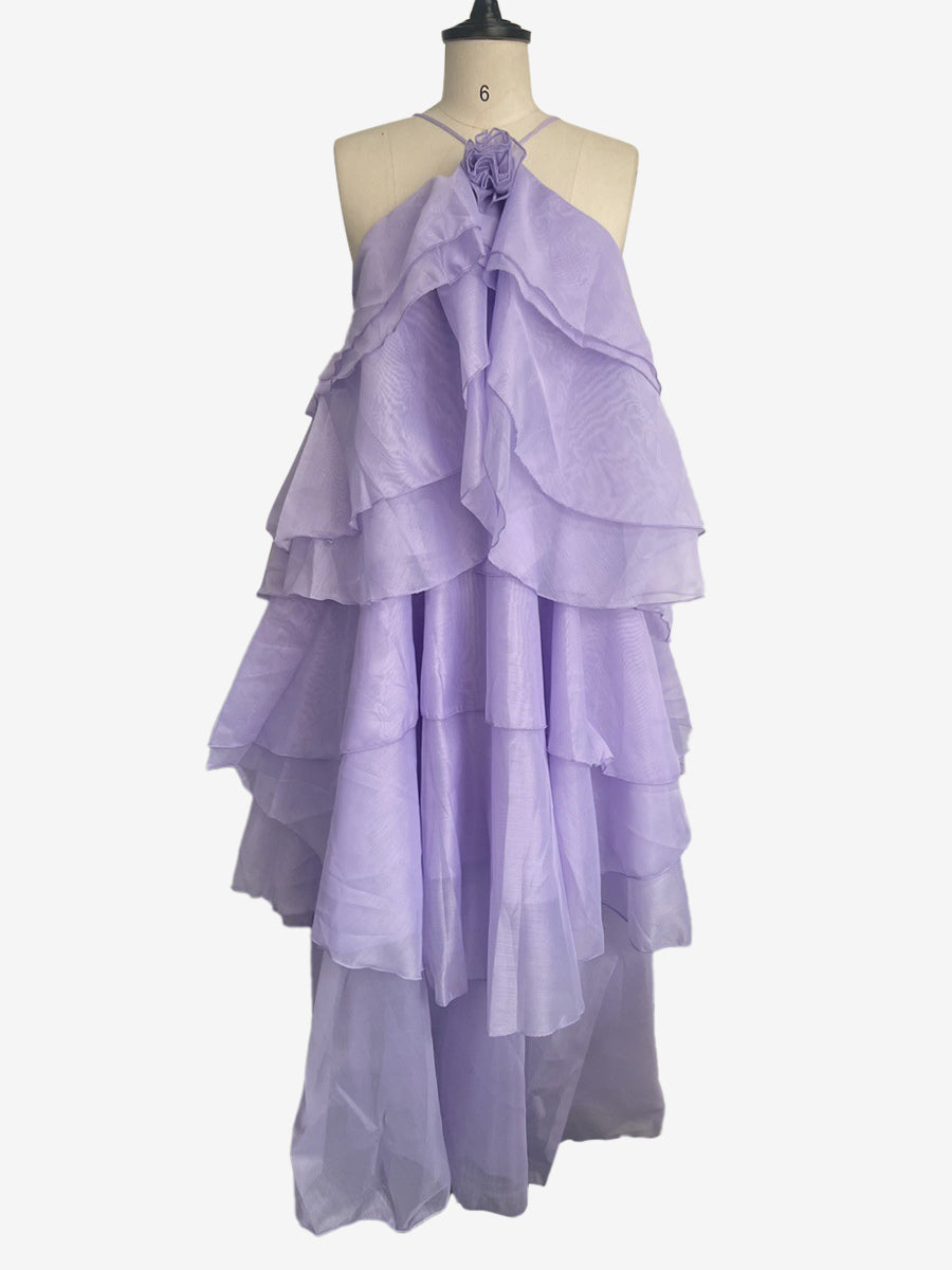 Tiered Maxi Dress With Floral Accents And Open Back For Summer Events 2026