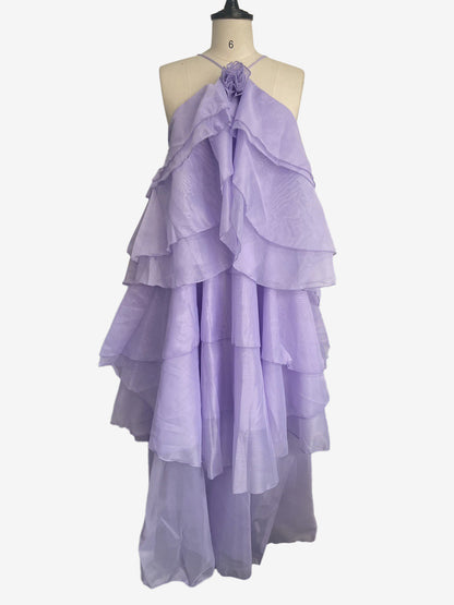Tiered Maxi Dress With Floral Accents And Open Back For Summer Events 2026