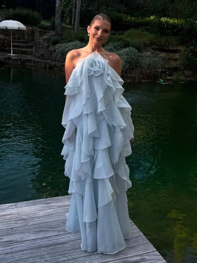 Tiered Maxi Dress With Floral Accents And Open Back For Summer Events 2026