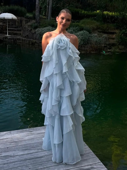 Tiered Maxi Dress With Floral Accents And Open Back For Summer Events 2026