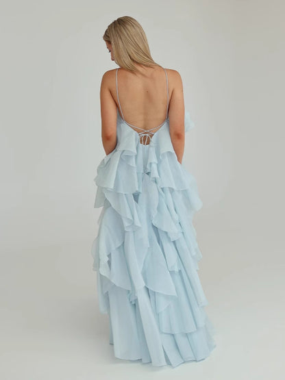 Tiered Maxi Dress With Floral Accents And Open Back For Summer Events 2026