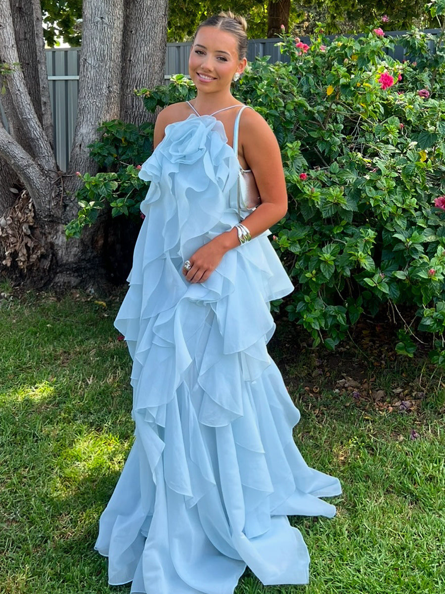 Tiered Maxi Dress With Floral Accents And Open Back For Summer Events 2026