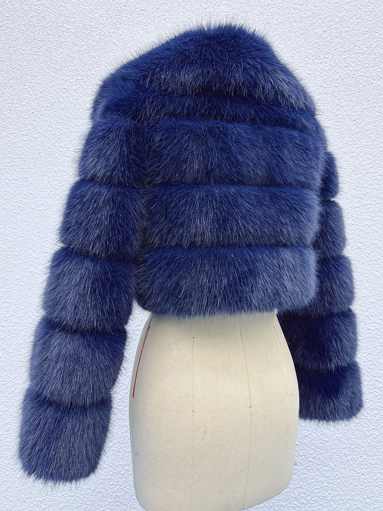 Faux Fur Crop Jacket With Layered Sleeves And Lapel Design For Winter 2026