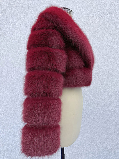 Faux Fur Crop Jacket With Layered Sleeves And Lapel Design For Winter 2026