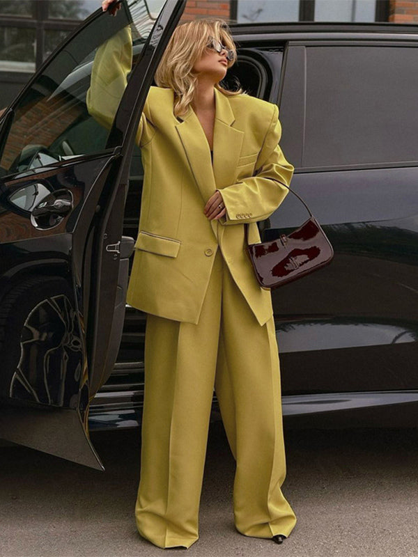 Oversized Suit And Wide-leg Pants 2 Piece Co-ord Set In Yellow For Autumn 2026