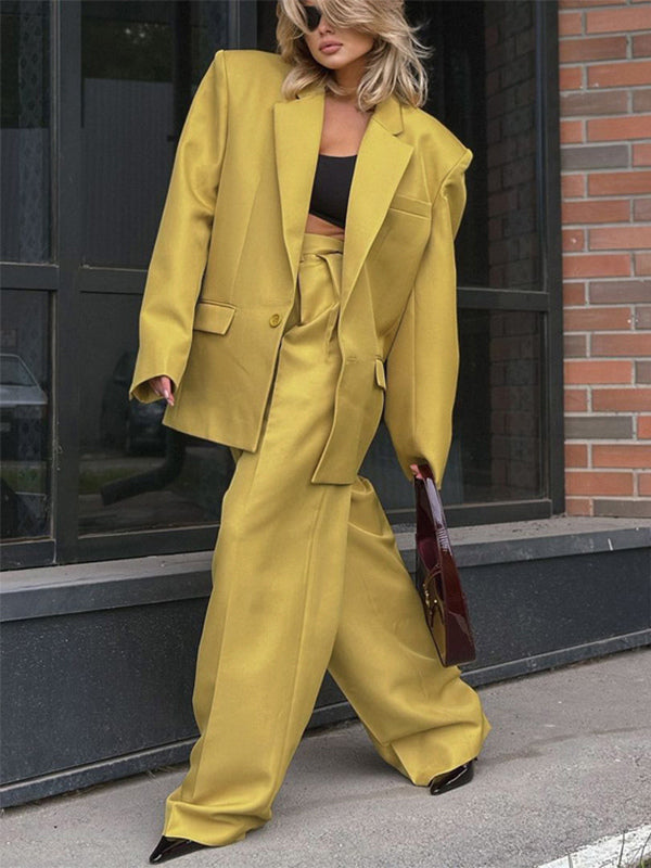Oversized Suit And Wide-leg Pants 2 Piece Co-ord Set In Yellow For Autumn 2026
