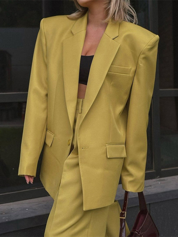 Oversized Suit And Wide-leg Pants 2 Piece Co-ord Set In Yellow For Autumn 2026
