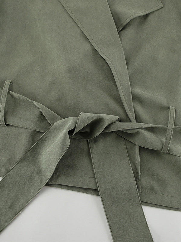 Cropped Windbreaker Tie-Waist Jacket For Women 2026