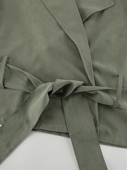 Cropped Windbreaker Tie-Waist Jacket For Women 2026