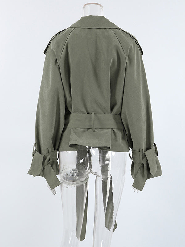 Cropped Windbreaker Tie-Waist Jacket For Women 2026