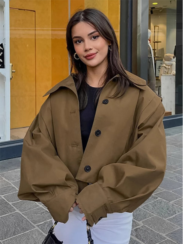 Stand Collar Cropped Jacket For Women 2026