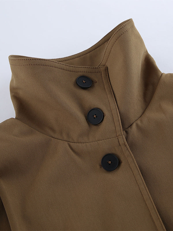 Stand Collar Cropped Jacket For Women 2026